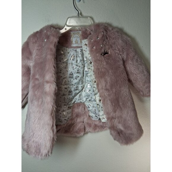 Disney Princess Faux Fur Winter Coat Pink Fancy Girls Size 3 - Picture 4 of 7